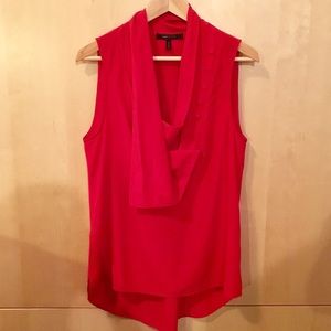 BCBG Rio Red Silk Sleeveless Shawl Neck blouse